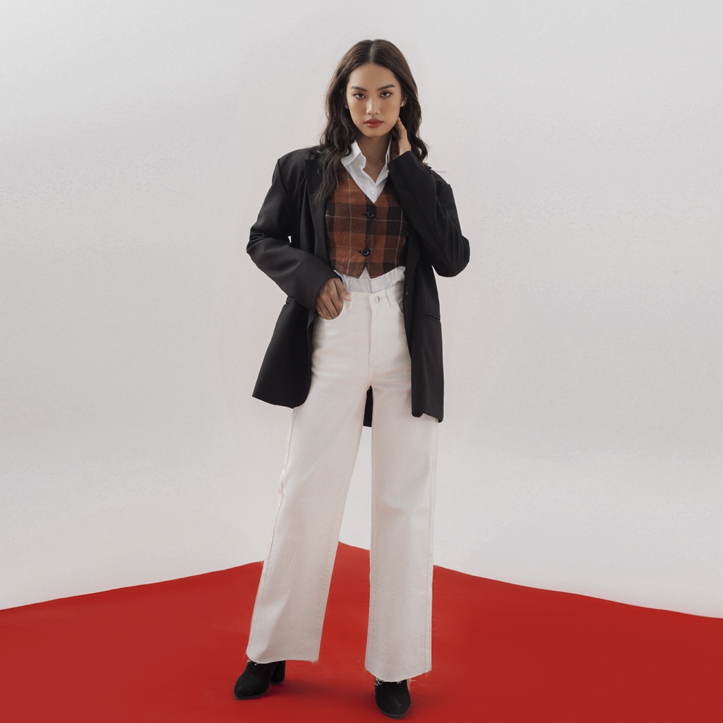 [Mã LT50 giảm 50K đơn 150K] TATICHU - Waistcoat Whithout Collar_ Áo Ghile caro nâu | BigBuy360 - bigbuy360.vn