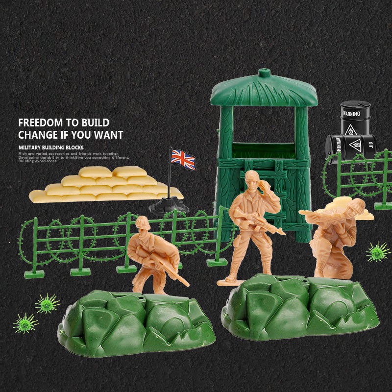 70Pcs/Lot Military Plastic Soldier Model Toy Army Men Accessories Kit for Boys