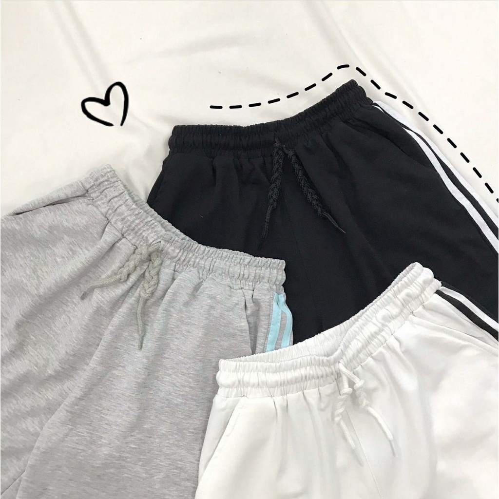 Quần Short Thun Ống Rộng 2 SỌC Ulzzang Unisex