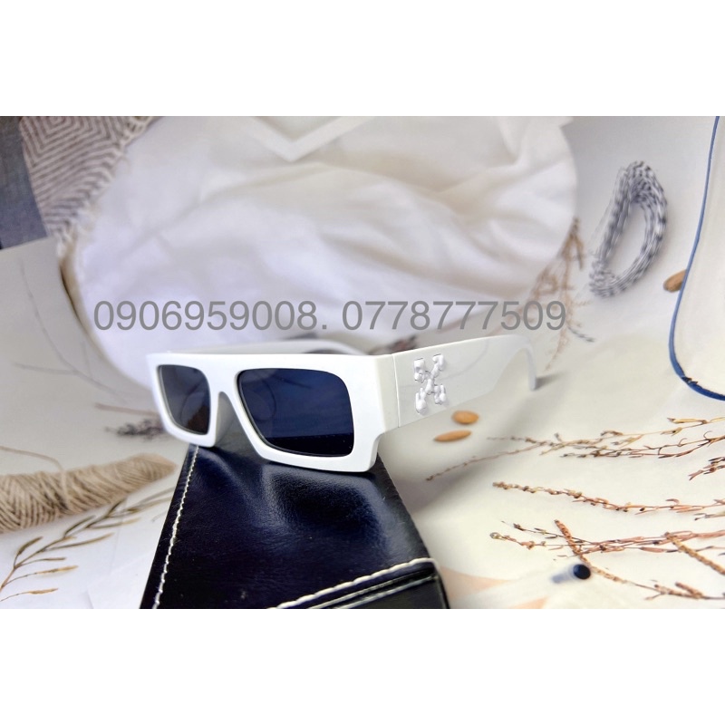 Kính hiệu vuông dáng nhỏ màu trắng đen thời trang phong cách hiphop off white