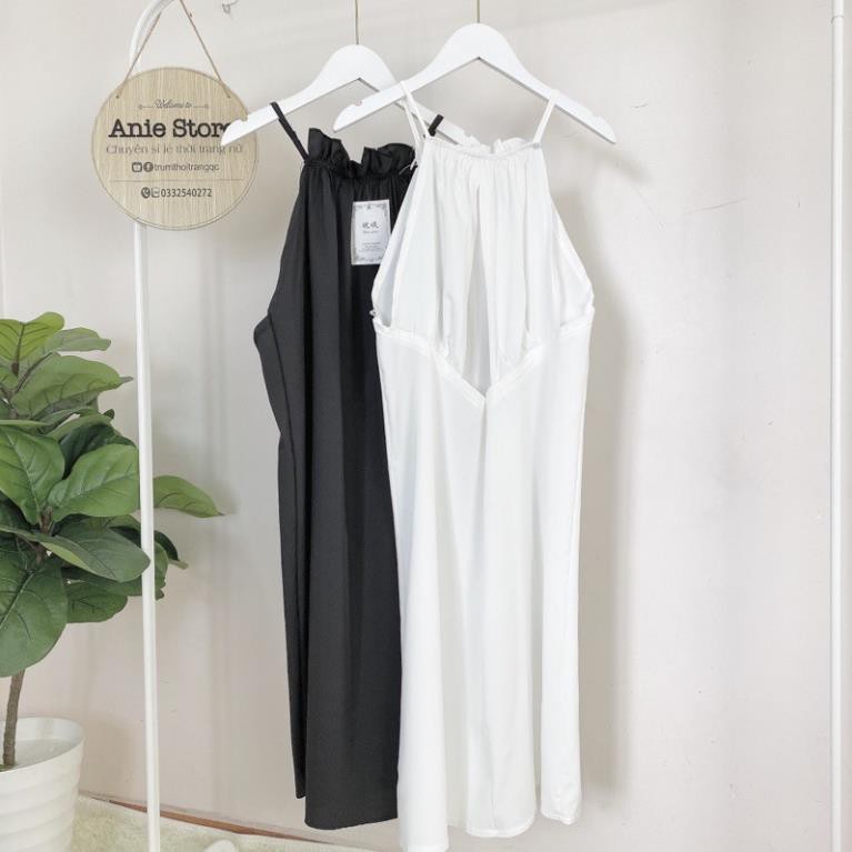 Đầm Yếm Nữ 3 Lỗ Khoét Lưng ,🌹KemVintage<FREESHIP>🌹, Váy Yếm Nữ Ngực Bèo Dáng Rộng, Đầm 2 Dây Babydoll 2 Màu TRẮNG ĐEN | BigBuy360 - bigbuy360.vn