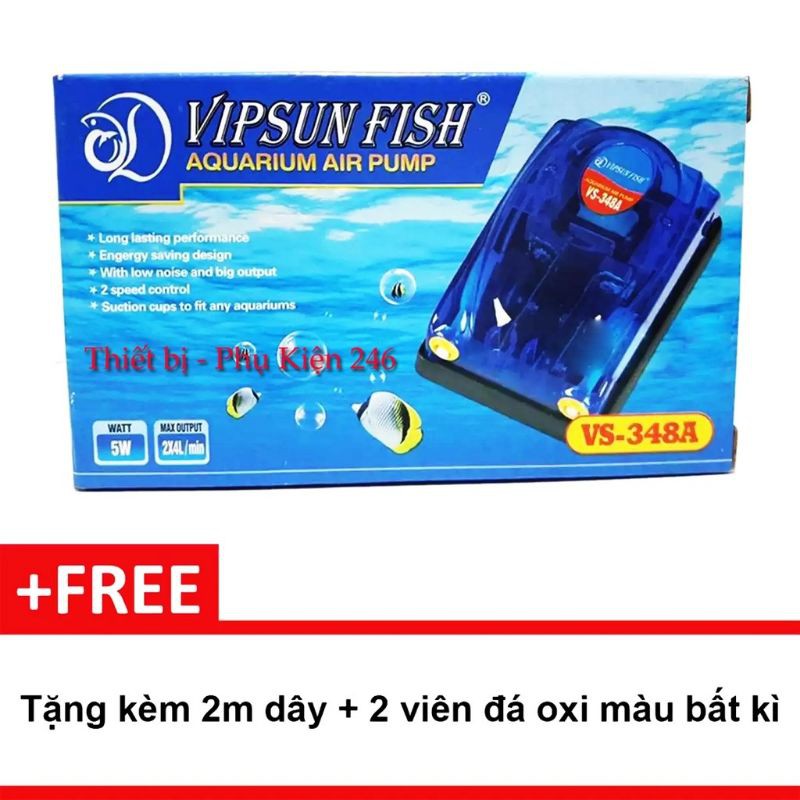 Máy Sủi Oxy 2 Vòi Ra Với 2 Động Cơ Chạy 2 Vòi Riêng Biệt VS-348A[ sủi rất mạnh có thể chế ra 6-8 vòi sủi]