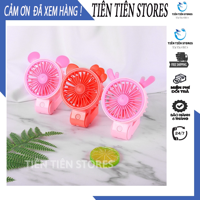 Quạt mini tích điện cầm tay nhỏ gọn 3 chế độ Trung Quốc siêu xinh mát dùng 2-4h tích điện kèm sạc pin TIÊN TIÊN STORES