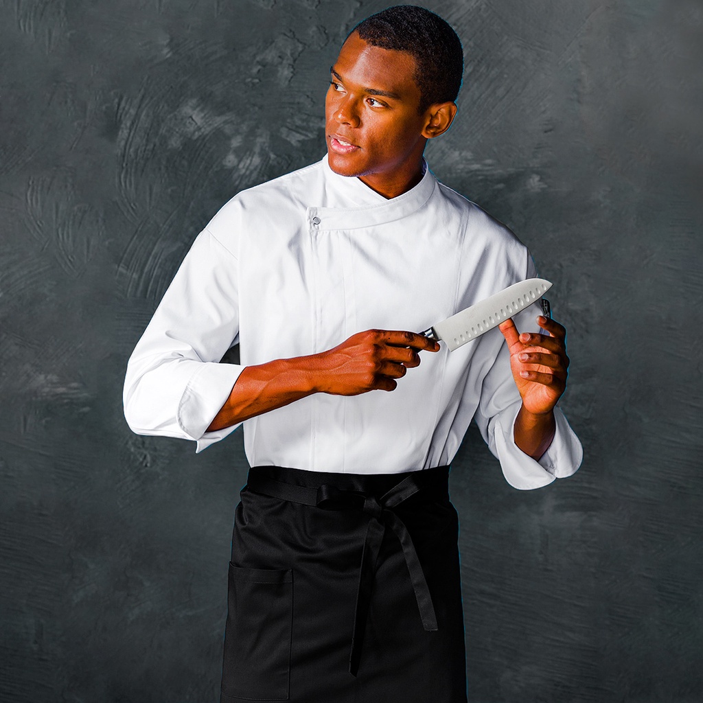 Áo đầu bếp tay dài vải Cotton thiết kế chuyên nghiệp cho nam