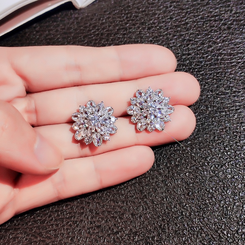 Khuyên tai JIUDUOLAN mạ bạc 925 thiết kế bông tuyết thời trang thanh lịch dành cho nữ