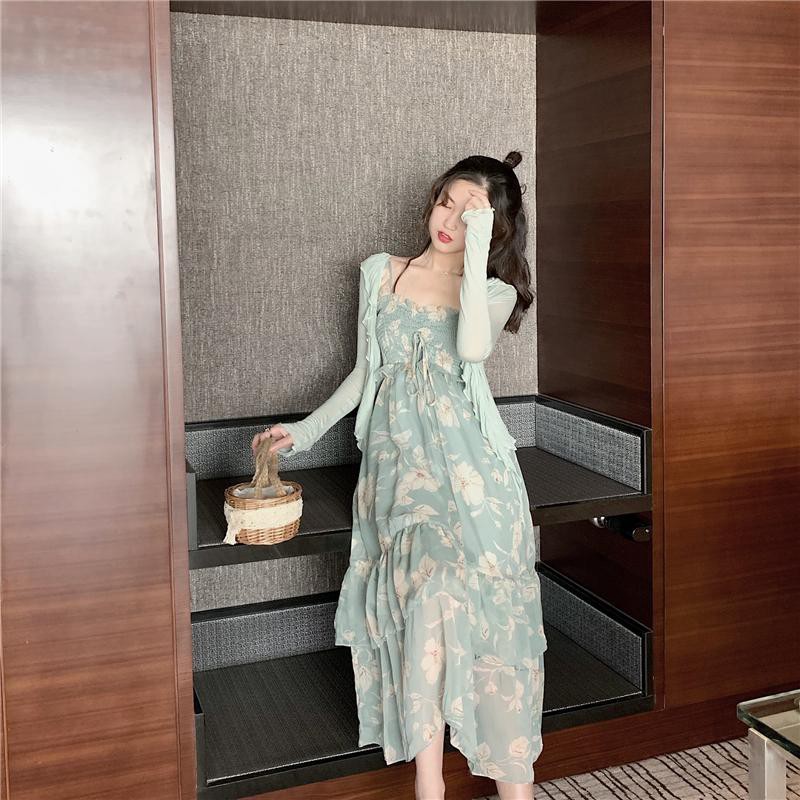 (ORDER) Váy maxi hoa trễ vai dáng dài thun ngực tiểu thư Hàn Quốc hè 2020
