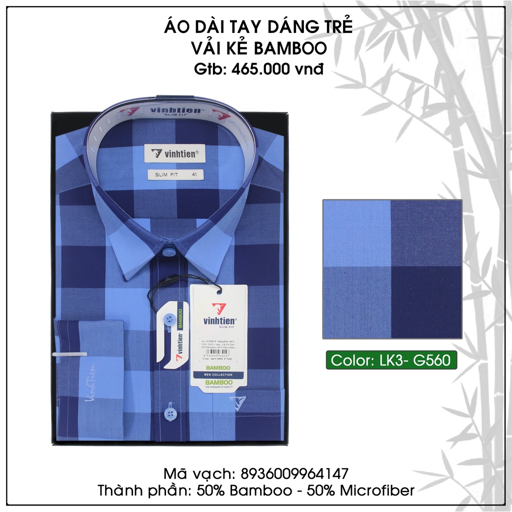 Áo Sơ Mi Dài Tay Bamboo SlimFit Vĩnh Tiến Caro A465