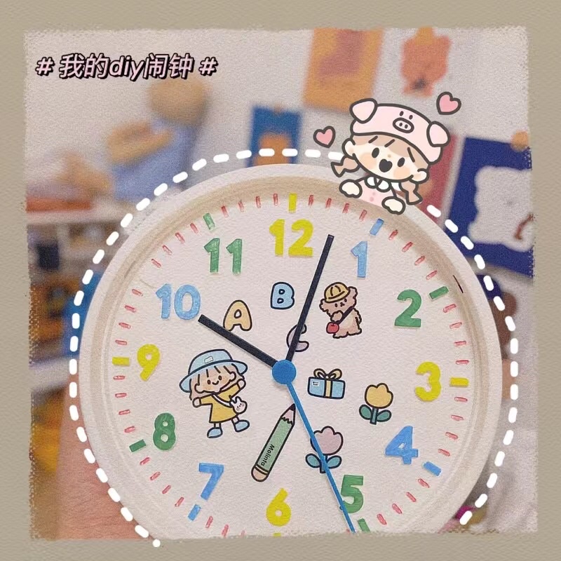 Đồng hồ treo tường DIY tô màu sáng tạo đáng yêu