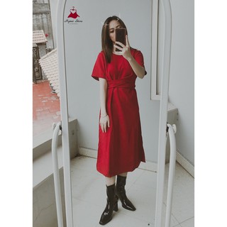 Váy Suông Dáng Dài Thắt Nơ Eo Lệch