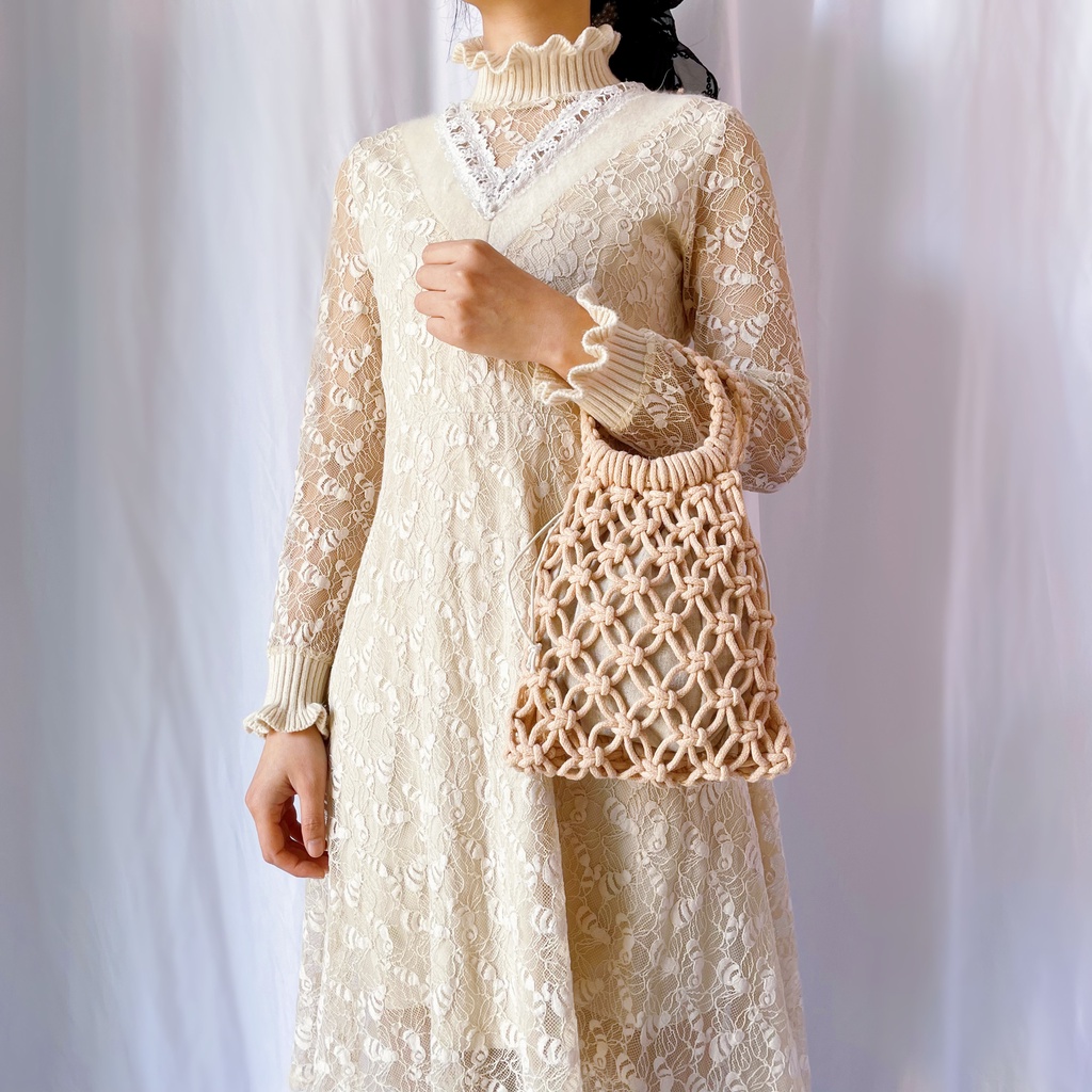 Thời trang dệt tay Phong cách cổ điển Túi dây cotton Túi xách thời trang của phụ nữ