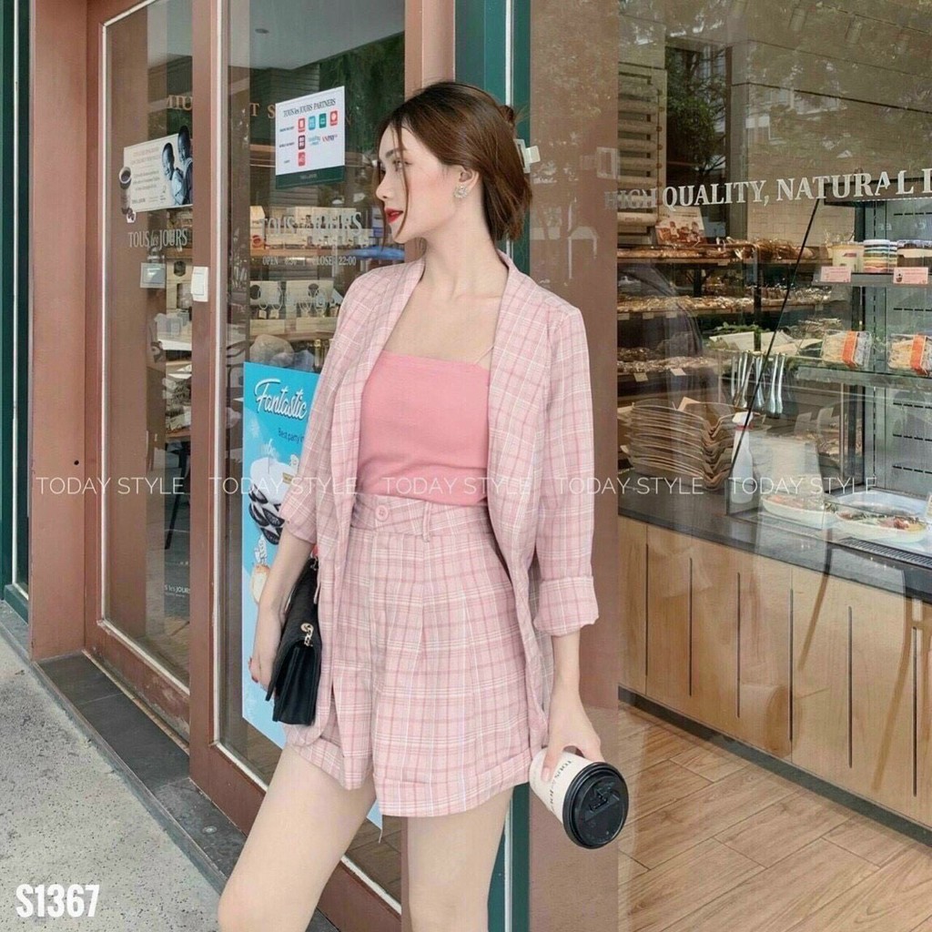 SÉT BỘ 3 MÓN KHOÁC VEST VẢI CA RÔ BỐ VÀ ÁO THUN POZIP THỜI TRANG THIẾT KẾ VESTA P120