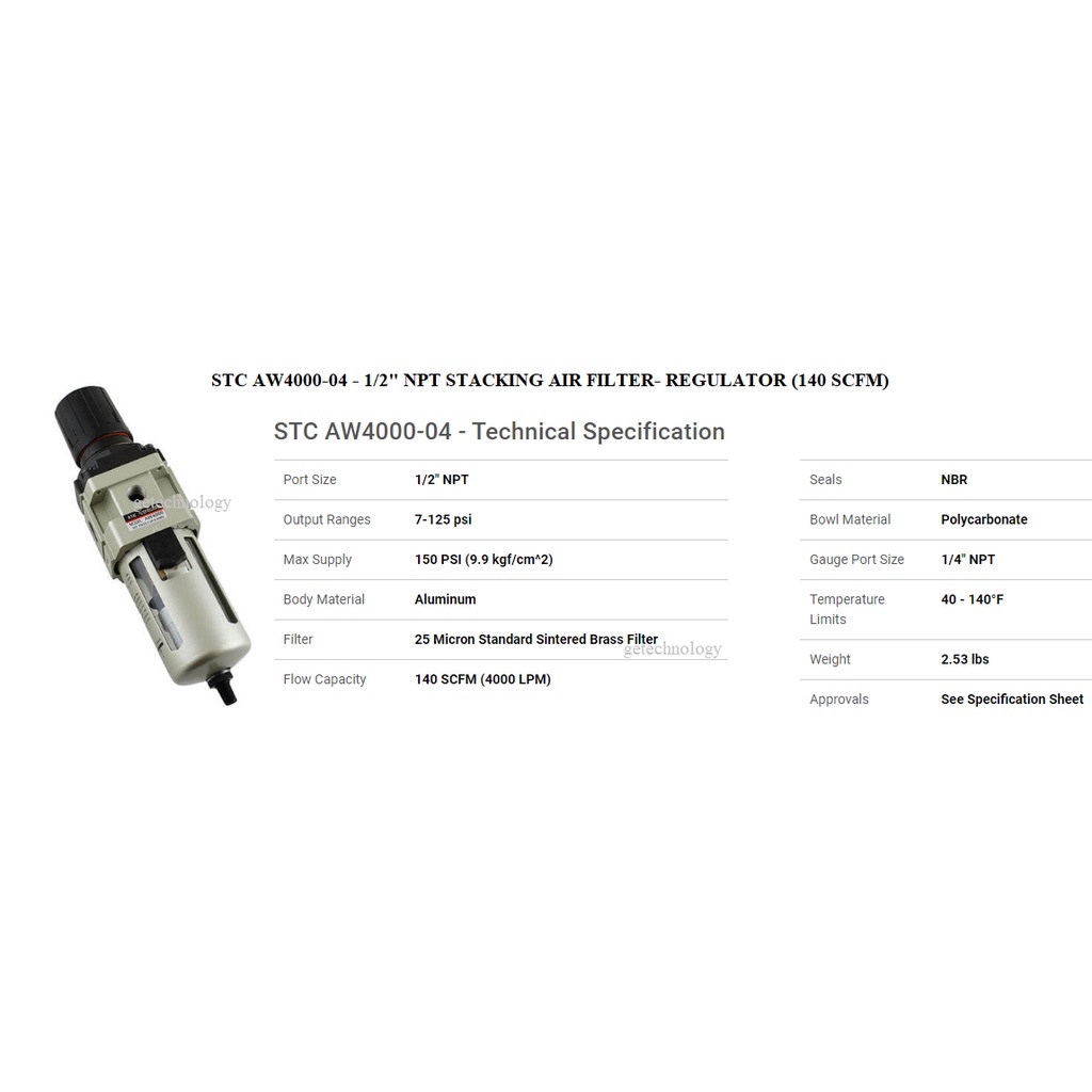 Bộ lọc khí AW2000-01/02 AW3000-02/03 AW4000-03/04 có kèm gá và đồng hồ