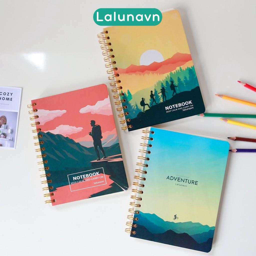 Sổ tay lò xo A5 160 trang 115GSM dày dặn viết calligraphy lưu bút, nhật ký,ghi chép học tập - B96