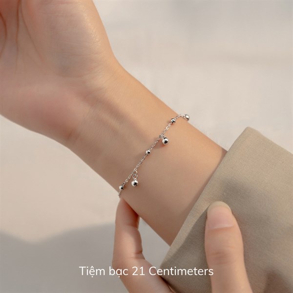 Lắc tay bạc Trang sức bạc Tiệm bạc 21 Centimeters Lắc tay Bi Tròn