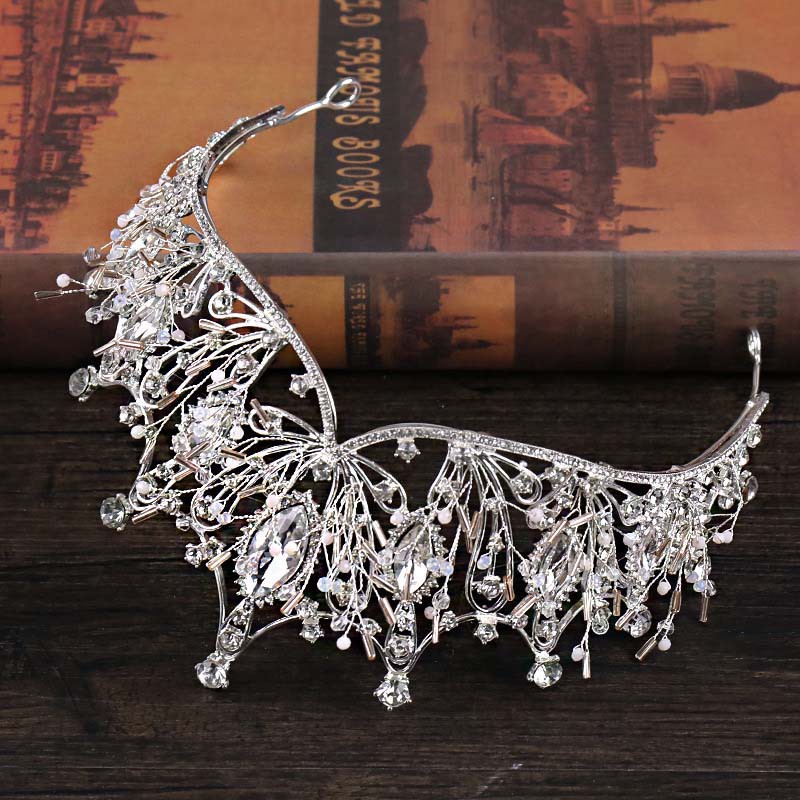 Big Baroque Rhinestone Crystal Beaded Headband Tiara Tea Party Bride Crown Luxury Wedding Korean Hair Ornaments