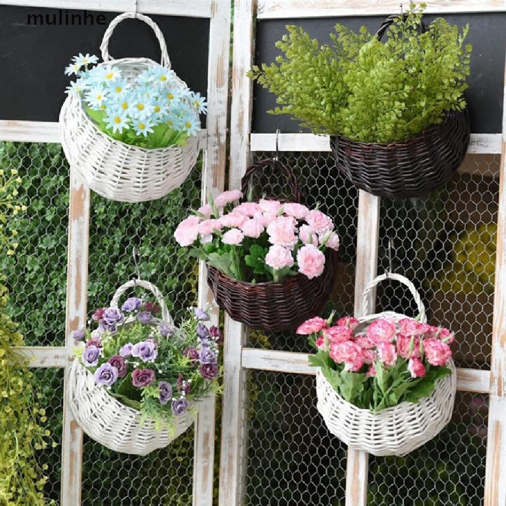 Giỏ Hoa Đan Mây Thủ Công Treo Tường Trang Trí Nhà Cửa