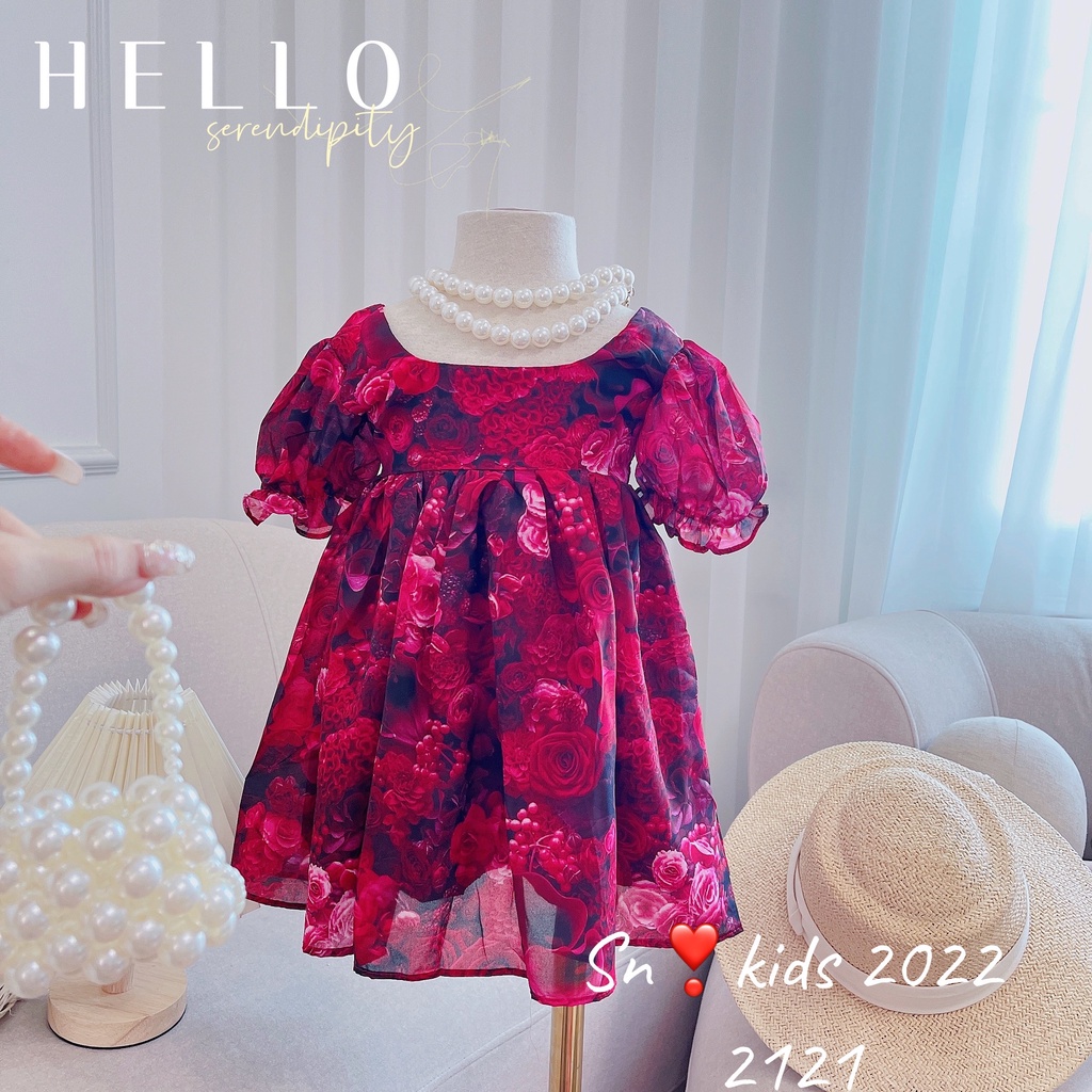 Váy hoa nhí hở lưng cho bé gái, váy tơ hoa ép chun hở lưng 4 màu dễ thương cho bé