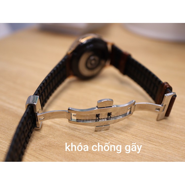 Dây da cao su vân cá sấu, khóa chống gãy (20mm - 22mm)