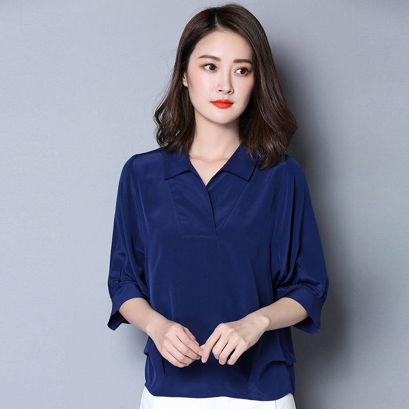 Áo Sơ Mi Lụa Tay Cánh Dơi Dáng Rộng Thời Trang Mùa Hè Dành Cho Nữ 2022