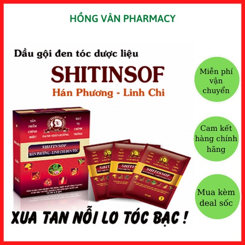 Dầu Gội Đen Tóc Thuốc Nhuộm Tóc Shitinsof Hán Phương Linh Chi Danh Nhân Đường (Hộp 3 Gói X 15ML)