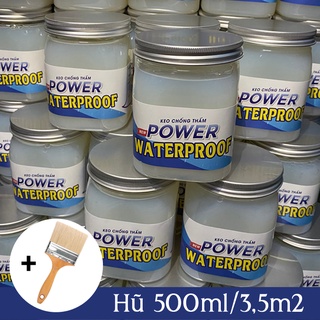Keo Chống Thấm Trong Suốt Tường, Nhà Tắm, Sàn 500ml /3.5m2 WaterProof (Tặng kèm cọ quét)