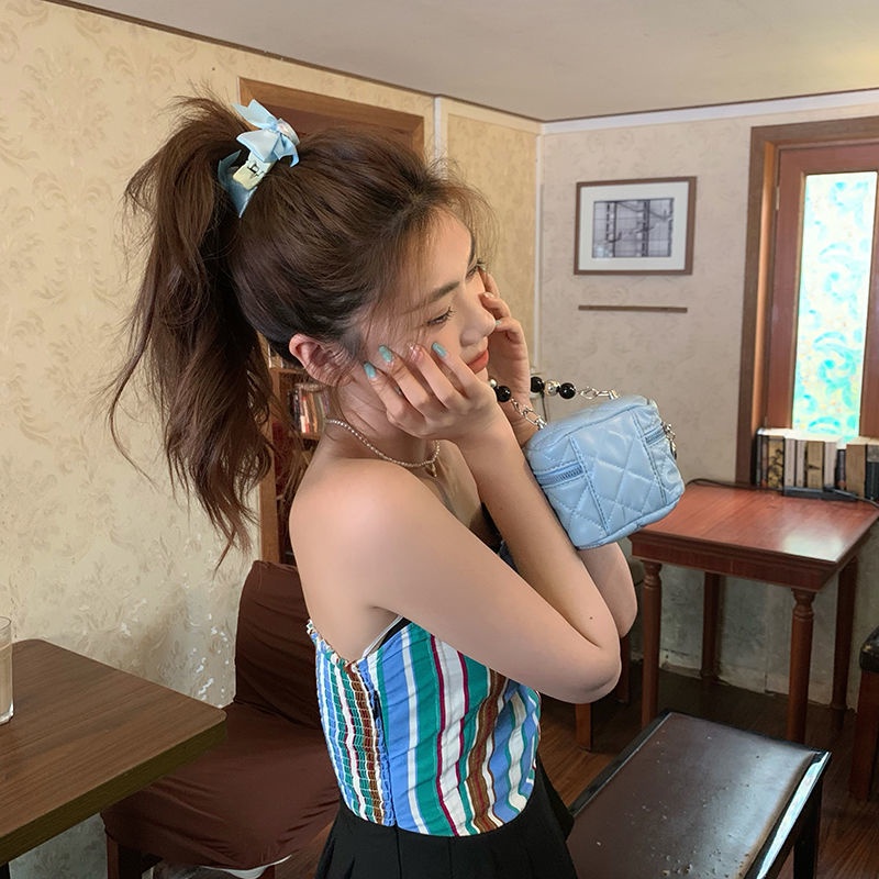 Kẹp Tóc Nơ Hình Trái Tim Màu Trắng Xanh Dương Xinh Xắn Cho Bé Gái