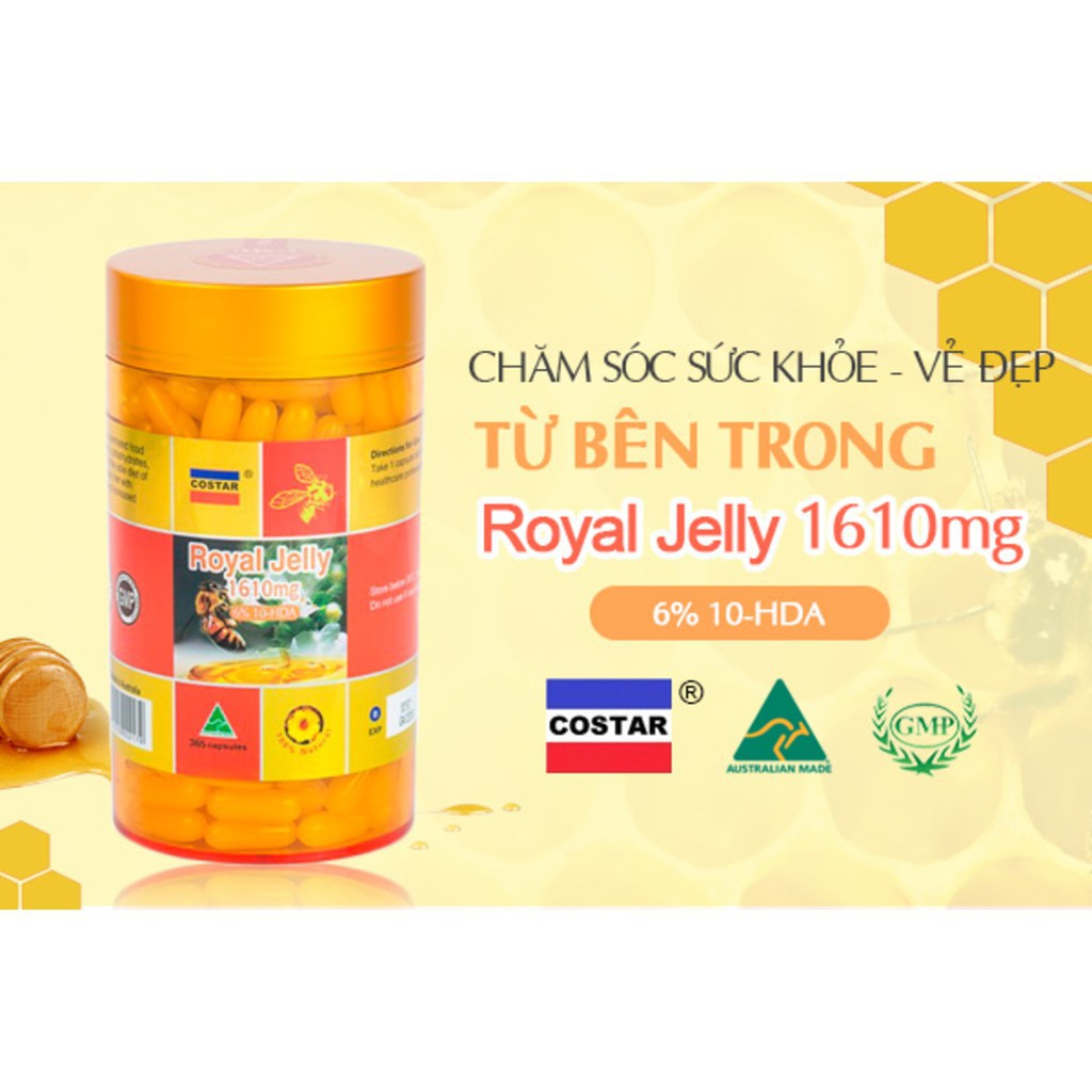 [ NEW] Viên Uống Sữa Ong Chúa Tăng Đề Kháng, Đẹp Da Royal Jelly 1610mg 365 Viên