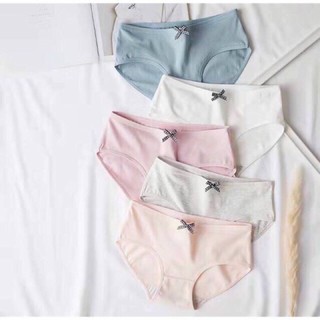 Quần Lót Cotton Không Đường May Kẻ Sọc Đính Nơ Thoáng Khí Nhiều Màu Sắc Tùy Chọn Cho Nữ
012