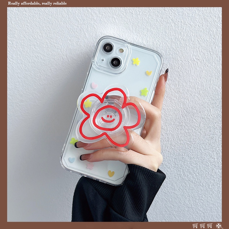 Giá Đỡ Điện Thoại Trong Suốt Hình Hoa 3D Hàn Quốc Cho iPhone 14Pro