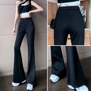 Quần ống loe cạp cao dáng dài cho nữ 1 cúc, quần tây ống rộng lưng cao công sở, legging loe dài, tôn dáng, mặc đi làm