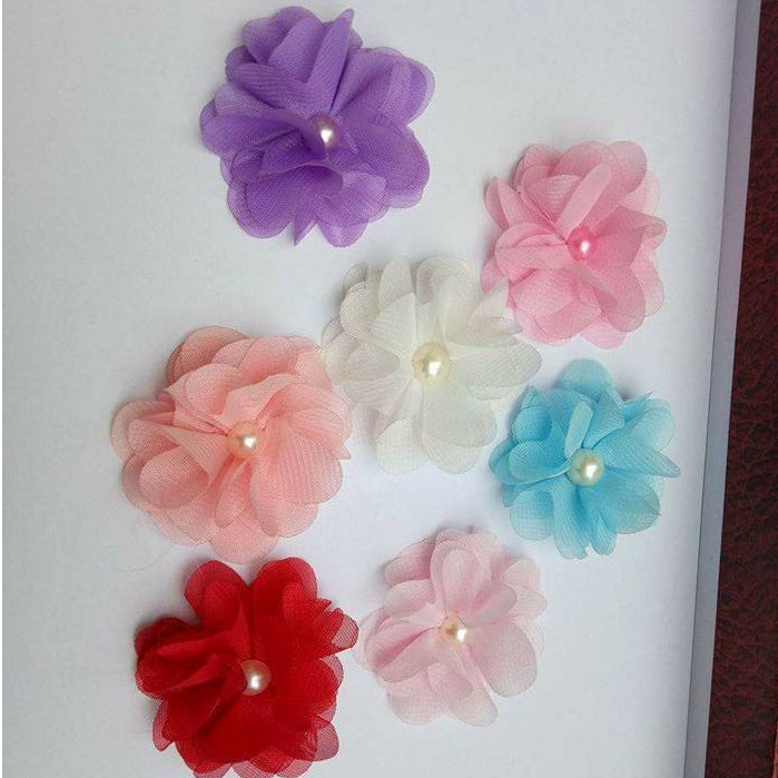 Hoa Voan Nhiều Màu Gắn Váy Tutu - Hoa trang trí váy