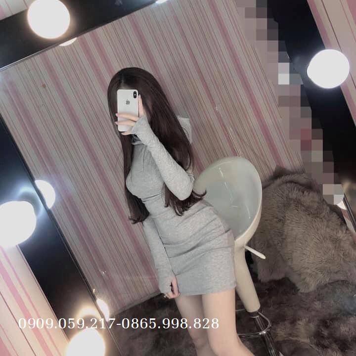 (VIDEO+HÌNH THẬT) Đầm Body Tay Dài Kèm Mũ Sau Lưng | BigBuy360 - bigbuy360.vn