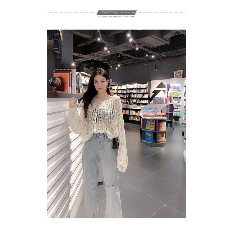 Áo Sweater Dệt Kim Mỏng Tay Dài Khoét Lỗ Chống Nắng Thời Trang Mùa Hè Mới 2022 Cho Nữ