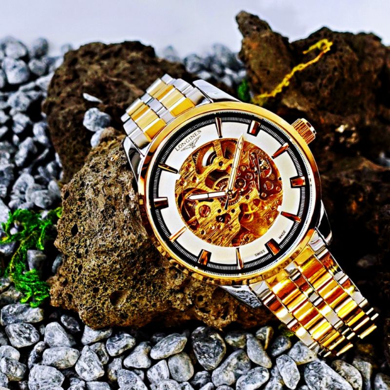 Đồng hồ nam Longines máy cơ dây kim loại sang trọng