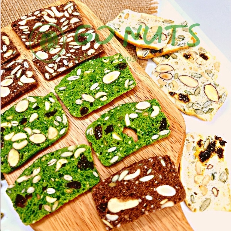 Bánh Biscotti nguyên cám GONUTS 3 vị Không đường Bánh ăn kiêng hỗ trợ giảm cân bánh hạt dinh dưỡng ngũ cốc healthy