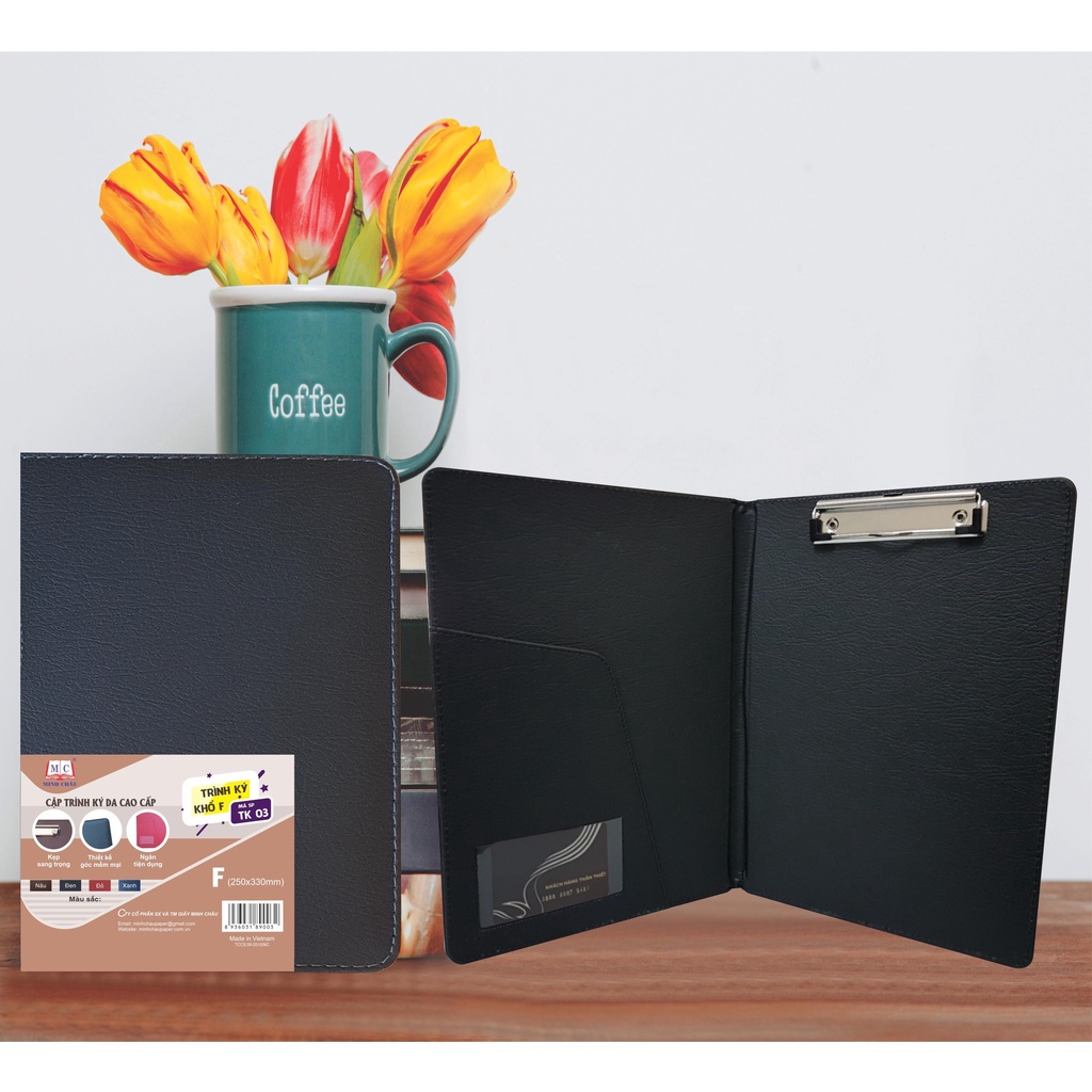Cặp trình kí da cao cấp MINH CHÂU TK-03 các màu ĐEN/NÂU/ĐỎ/XANH