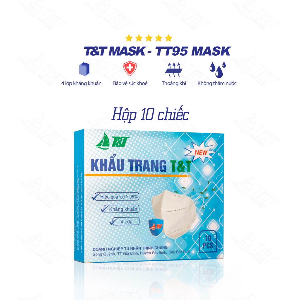 Khẩu trang y tế TT95 [ Hộp 10 chiếc ] Không Van - chính hãng T&amp;T MASK