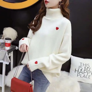 Áo len cao cổ hoạ tiêt trái tim