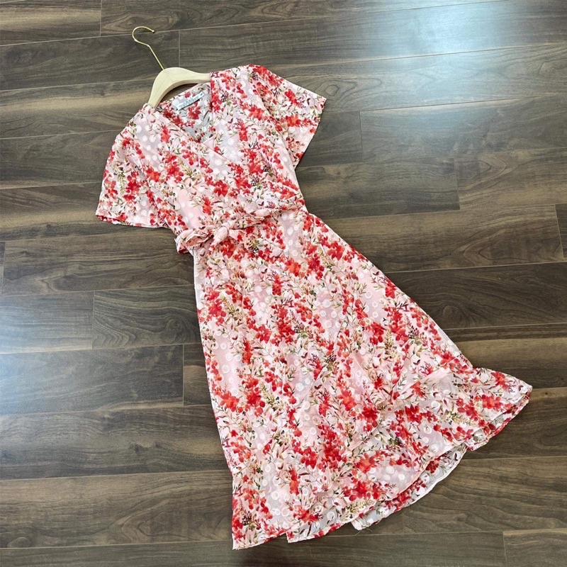 váy hoa kimono hồng