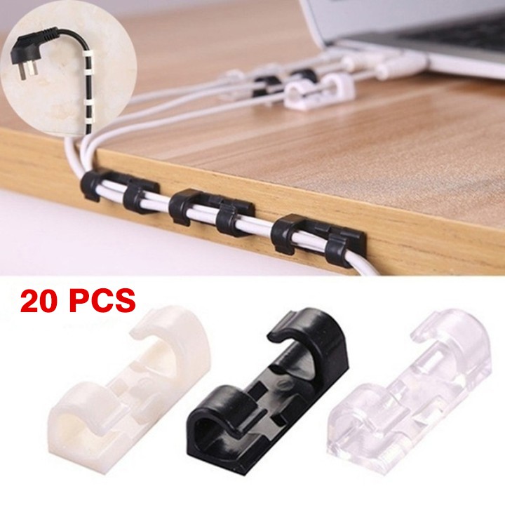 Set 20 Kẹp Cố Định Dây Cáp Sạc / Tai Nghe Để Bàn Tiện Lợi