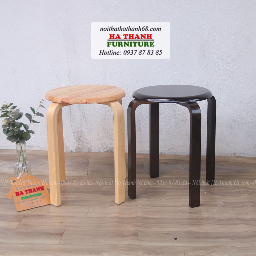 Ghế đôn tròn gỗ cao 45cm- Hàng ráp sẵn - Ghế làm việc, ghế ăn, ghế decor hiện đại