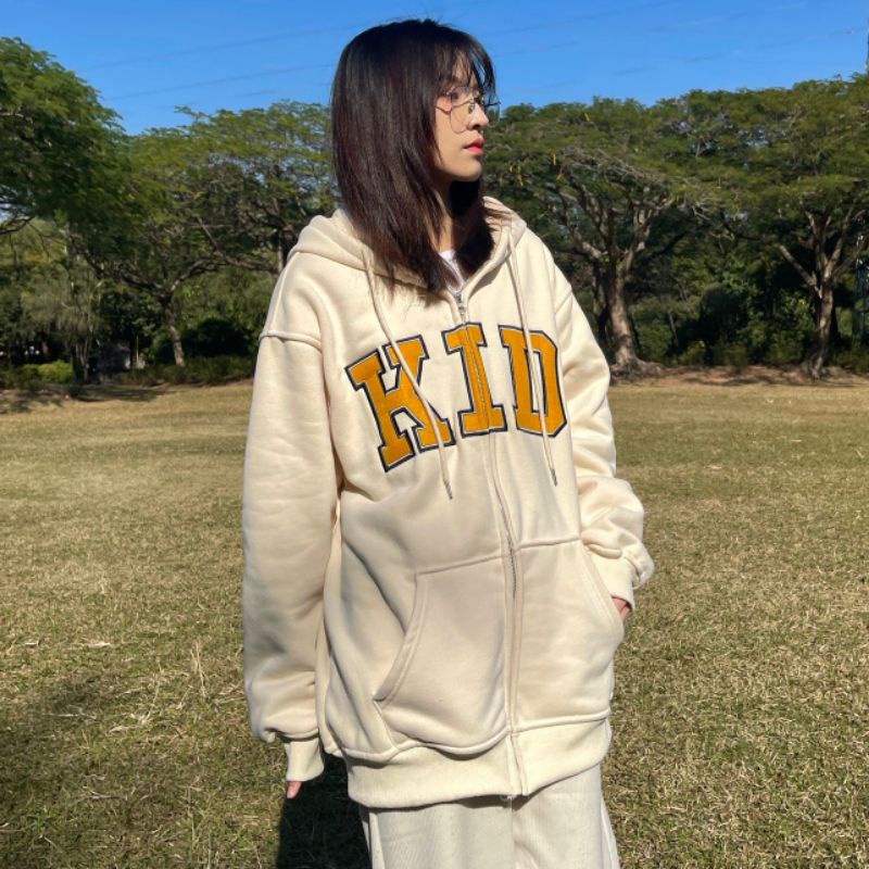 Áo Hoodie Zip Thêu KID
