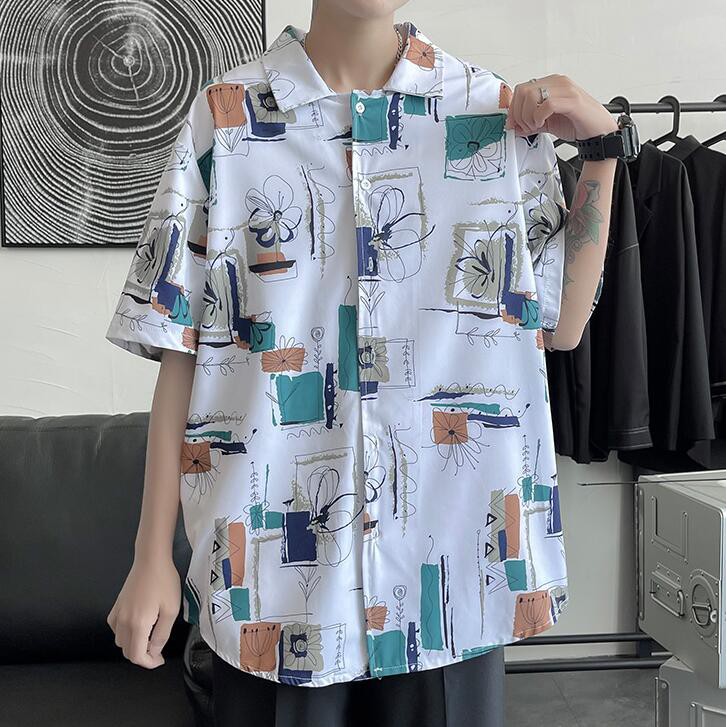 Áo sơ mi tay ngắn hoạ tiết in phong cách hip-hop cho nam (m-3xl)
