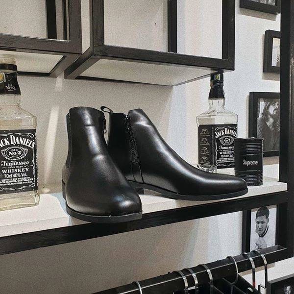 [Ôm chân] Chelsea Boots da bò kéo khóa, giày bốt nam