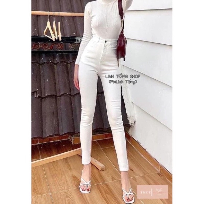 Quần Bò Giấy 1 khuy 2 màu Trắng - Đen