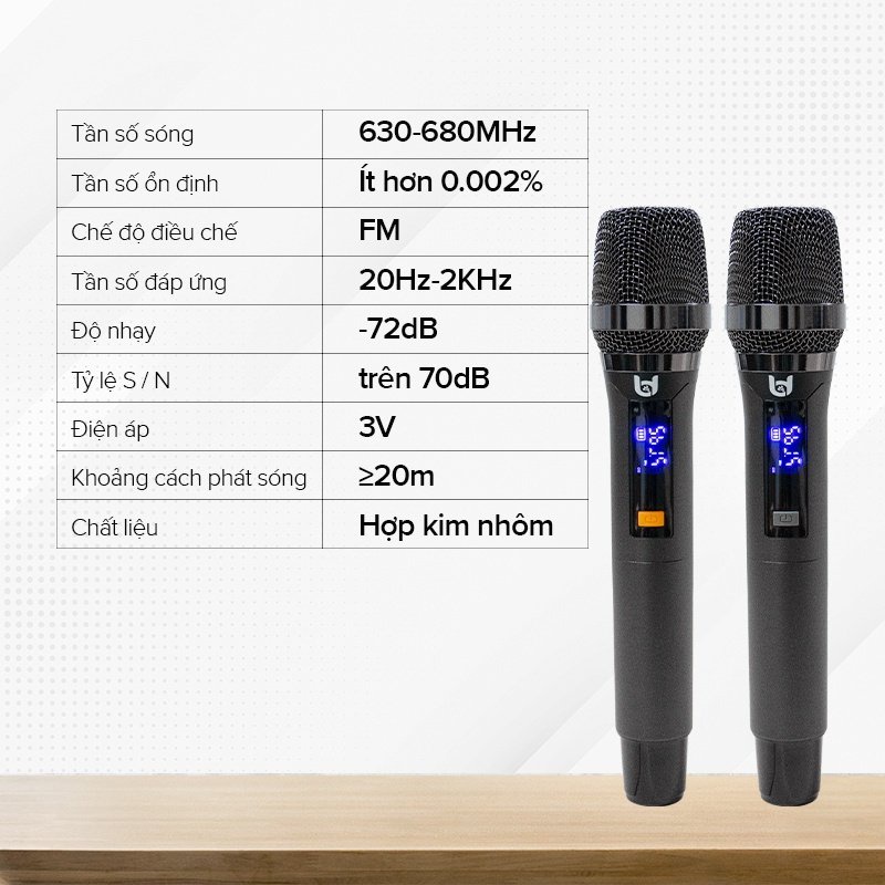 Bộ Micro Mic đôi Không dây chính hãng BEST SOUND U-WR20 | V-W108 | V-W003 |Chuyên dụng hát Karaoke Loa kéo, Amply, Loa