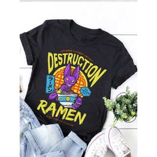 Áo thun siêu rẻ dành cho giới trẻ Ramen và thần Beerus trong Dragon Ball