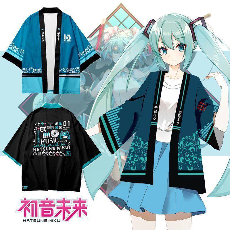 Hatsune Miku miku cartoon T-shirt two-dimensional clothes Vocaloid clothing kimono Yuori men and women with the same paragraph