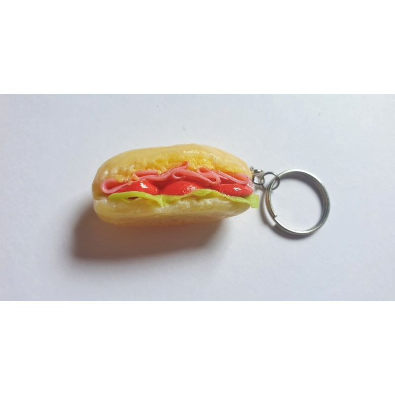 Móc chìa khoá hình bánh mì kẹp Giăm bông trứng