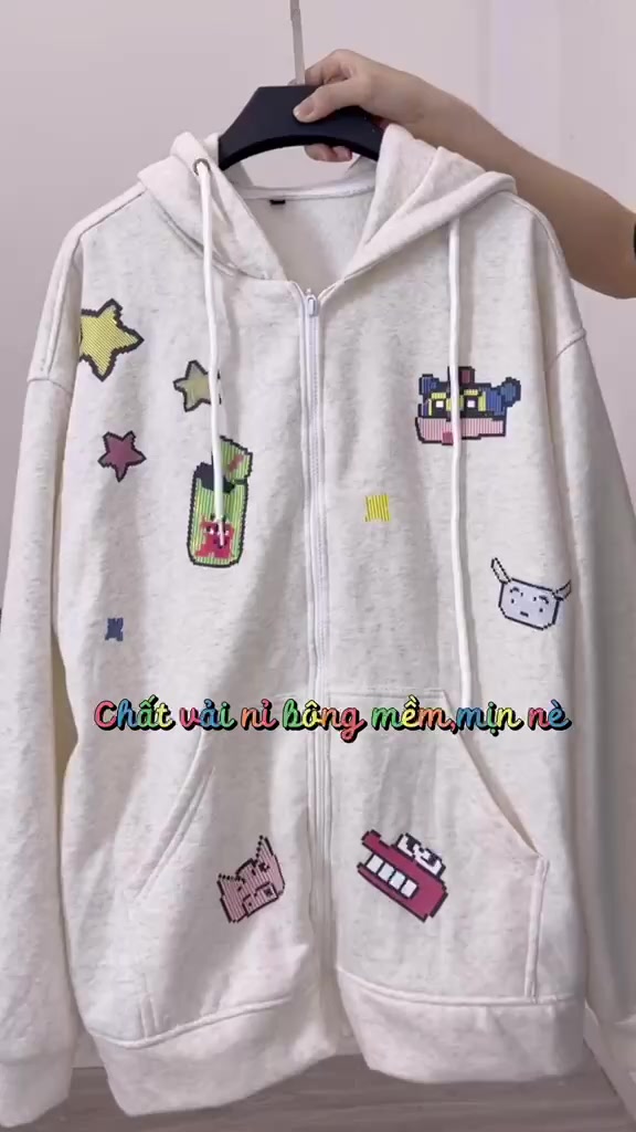 [chính hãng] Áo Khoác Zip Kéo Form Rộng ICON GAME CUTE - pqk boutique | BigBuy360 - bigbuy360.vn